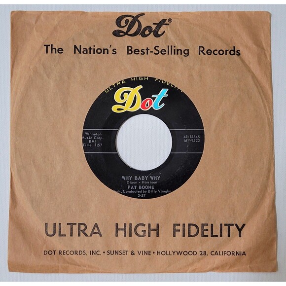 Pat Boone ‎45 RPM - Why Baby Why / I'm Waiting Just For You - Dot VG+ Rock '57 - Picture 1 of 2